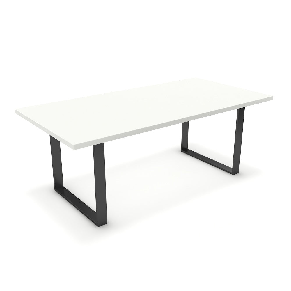 Étkezőasztal - Antara fekete lábbal - Alpesi fehér, méret: 200x100
