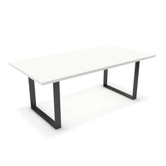 Étkezőasztal - Antara fekete lábbal - Alpesi fehér, méret: 200x100