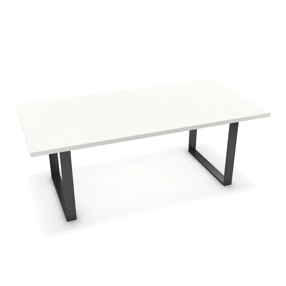Étkezőasztal - Antara fekete lábbal - Alpesi fehér, méret: 200x100