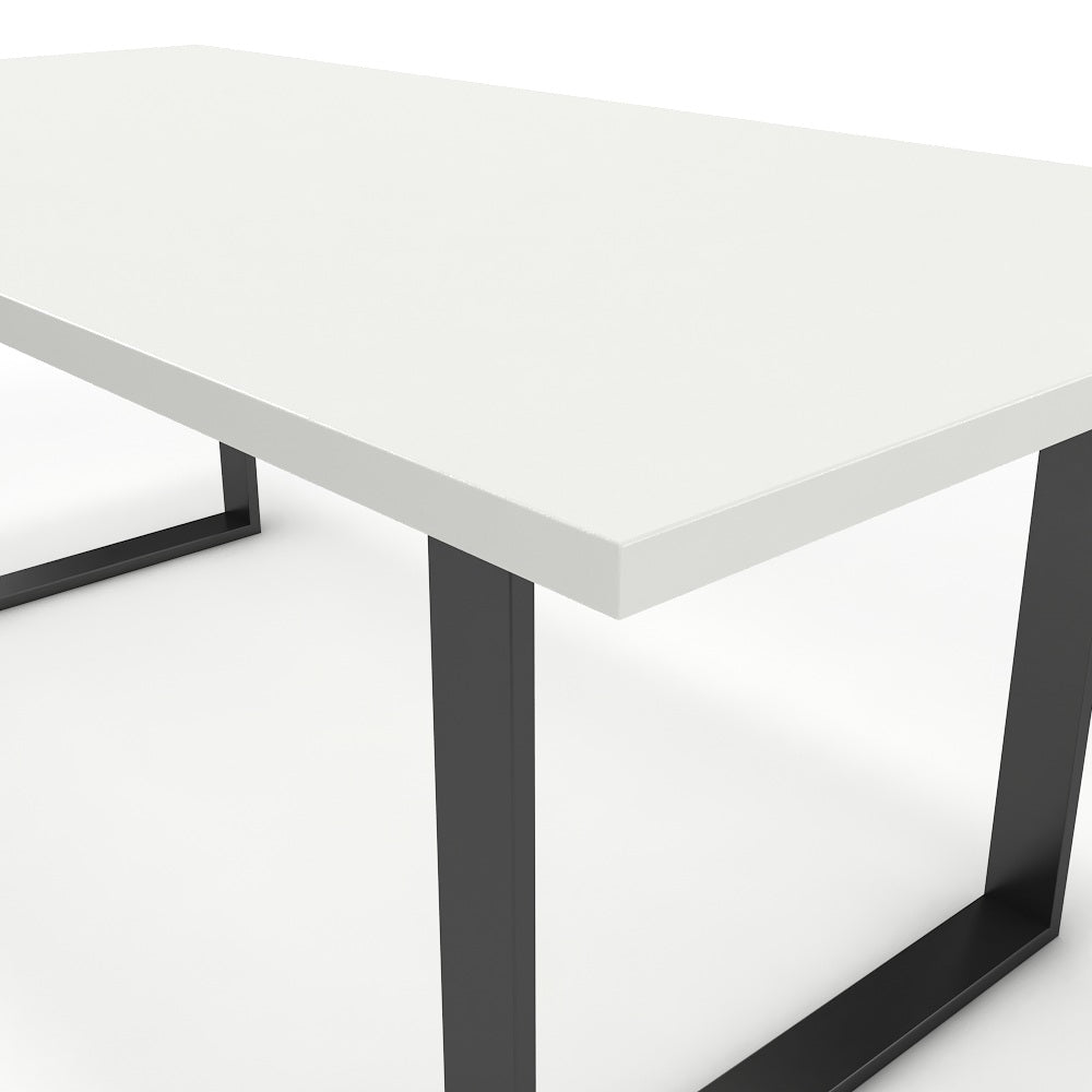 Étkezőasztal - Antara fekete lábbal - Alpesi fehér, méret: 200x100