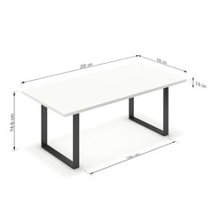 Étkezőasztal - Antara fekete lábbal - Alpesi fehér, méret: 200x100