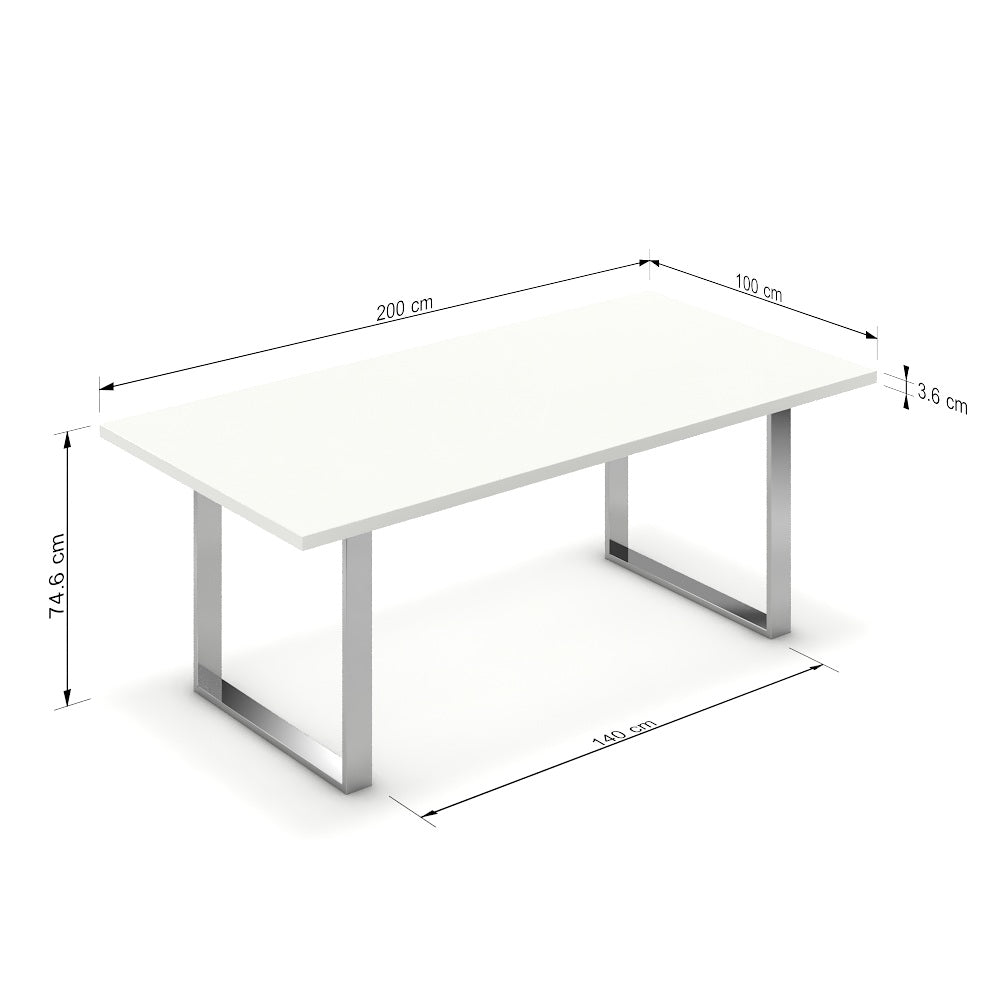 Étkezőasztal - Antara króm lábbal - Alpesi fehér, méret: 200x100