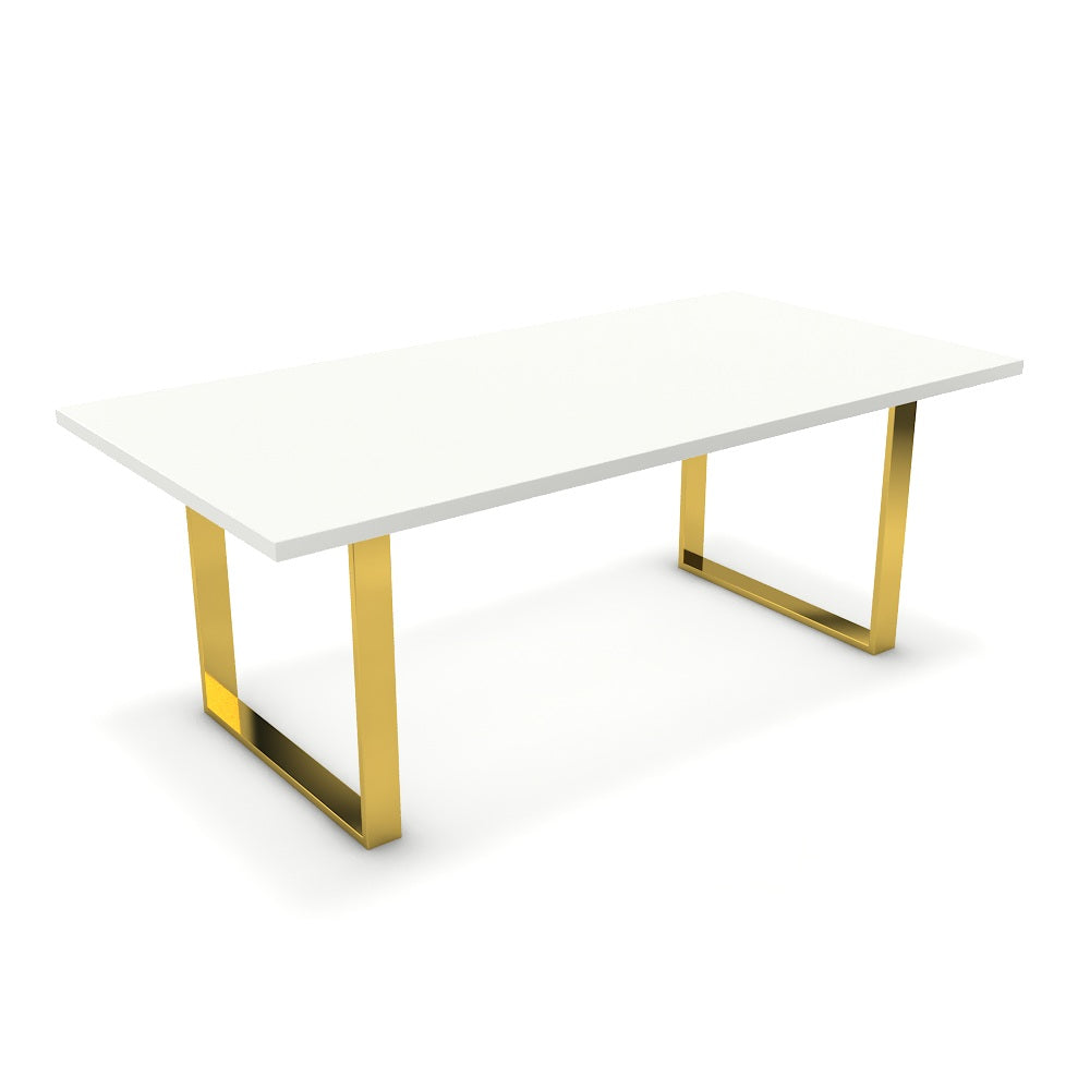 Étkezőasztal - Antara arany lábbal - Alpesi fehér, méret: 200x100