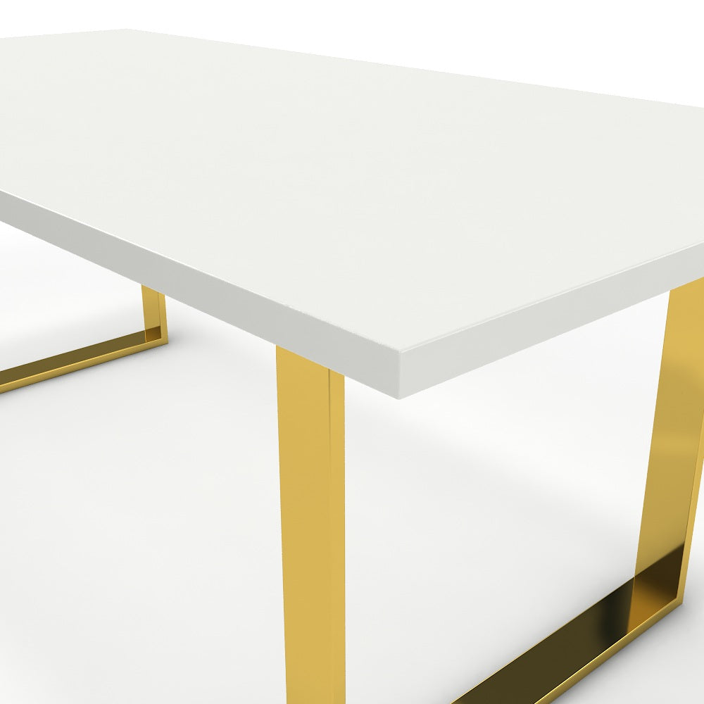 Étkezőasztal - Antara arany lábbal - Alpesi fehér, méret: 200x100