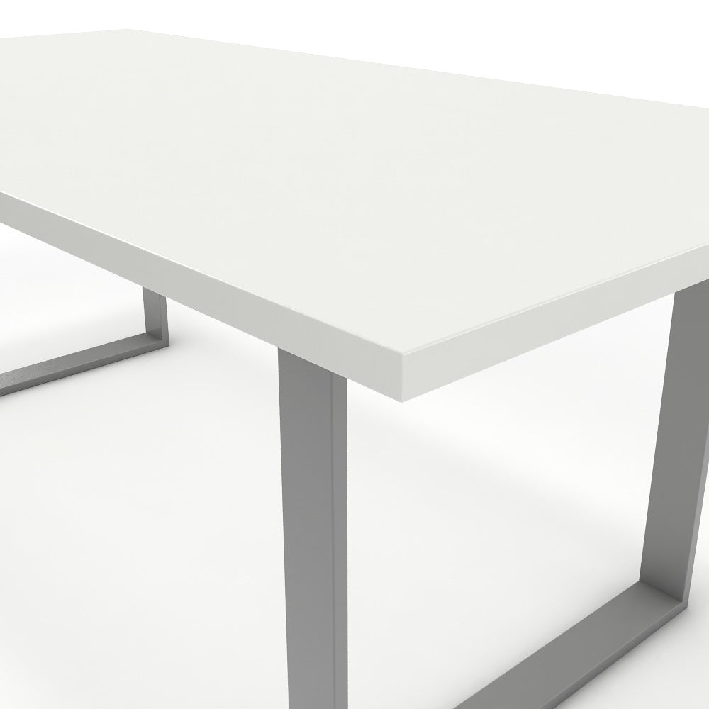 Étkezőasztal - Antara festett ezüst lábbal - Alpesi fehér, méret: 200x100