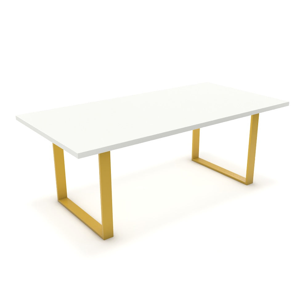 Étkezőasztal - Antara festett arany lábbal - Alpesi fehér, méret: 200x100