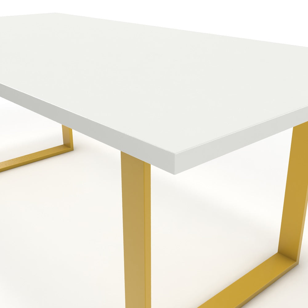 Étkezőasztal - Antara festett arany lábbal - Alpesi fehér, méret: 200x100