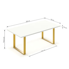 Étkezőasztal - Antara festett arany lábbal - Alpesi fehér, méret: 200x100