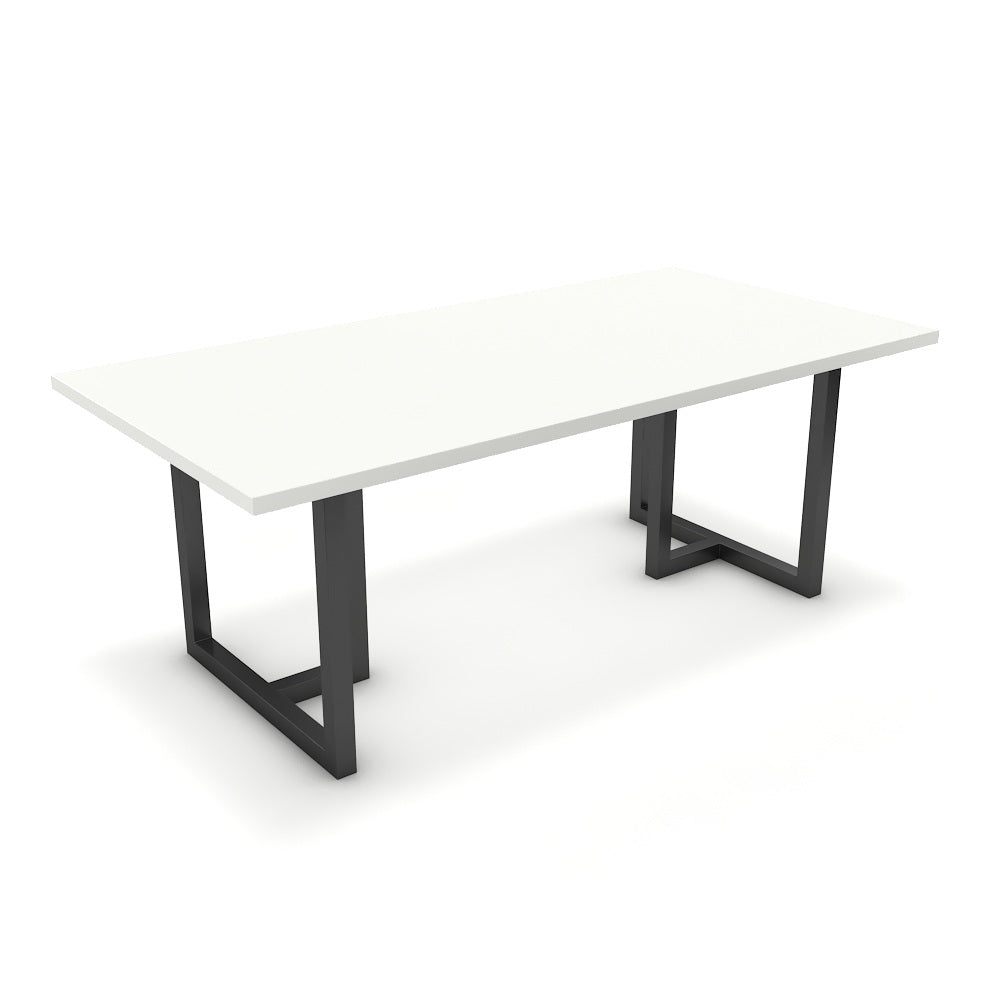 Étkezőasztal - Asara fekete lábbal - Alpesi fehér, méret: 200x100