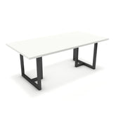 Étkezőasztal - Asara fekete lábbal - Alpesi fehér, méret: 200x100