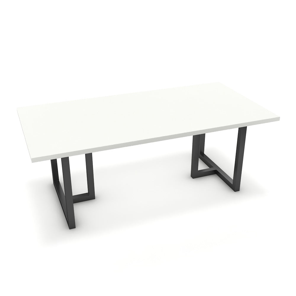 Étkezőasztal - Asara fekete lábbal - Alpesi fehér, méret: 200x100