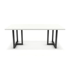 Étkezőasztal - Asara fekete lábbal - Alpesi fehér, méret: 200x100