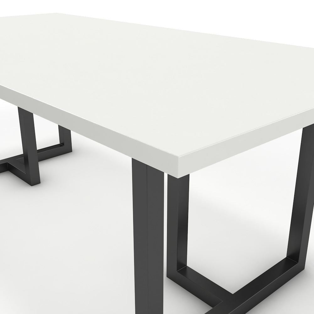 Étkezőasztal - Asara fekete lábbal - Alpesi fehér, méret: 200x100