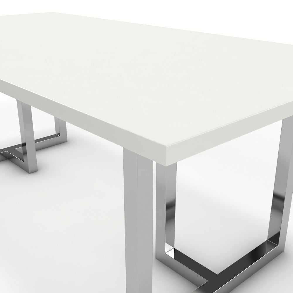 Étkezőasztal - Asara króm lábbal - Alpesi fehér, méret: 200x100