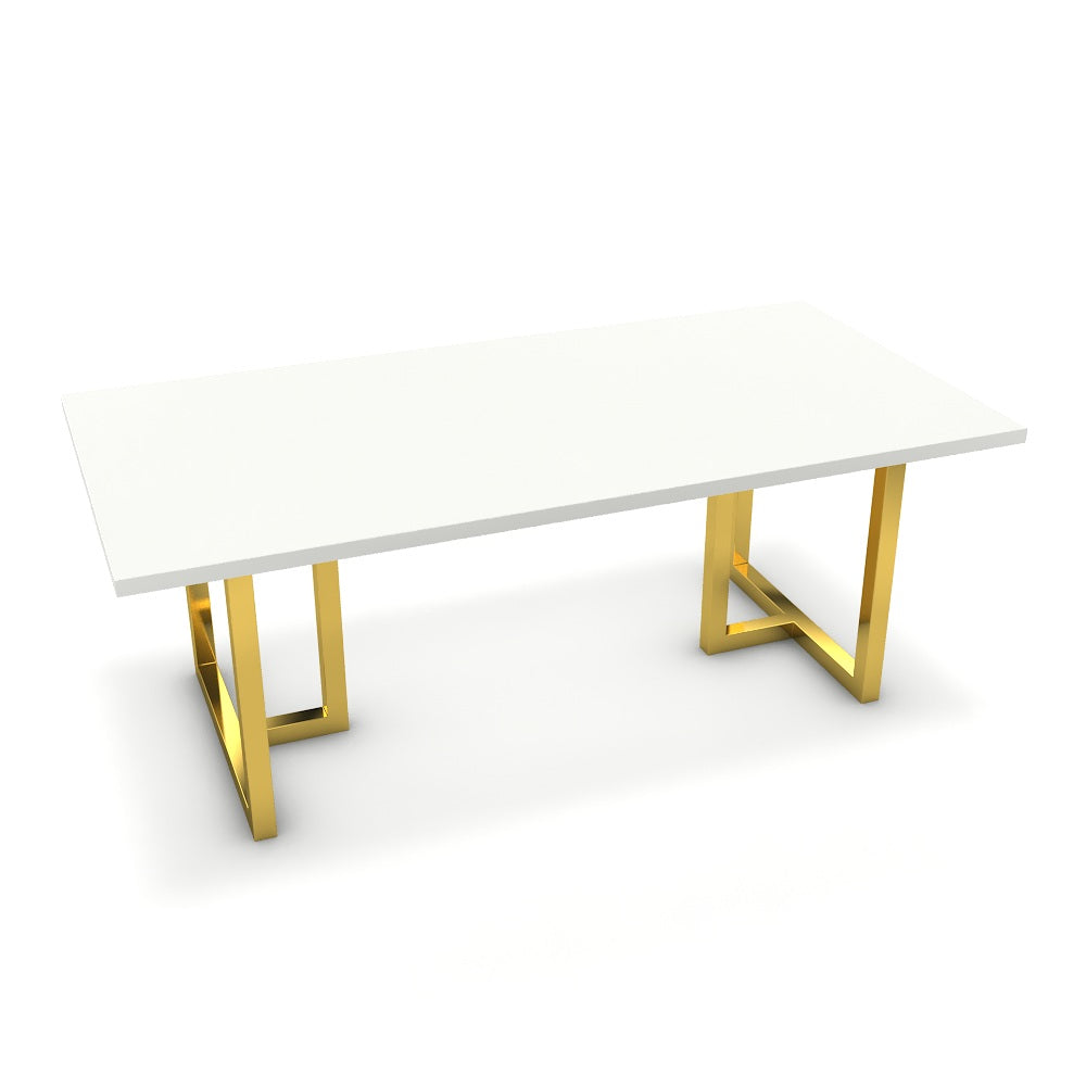 Étkezőasztal - Asara arany lábbal - Alpesi fehér, méret: 200x100