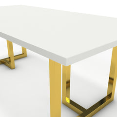 Étkezőasztal - Asara arany lábbal - Alpesi fehér, méret: 200x100