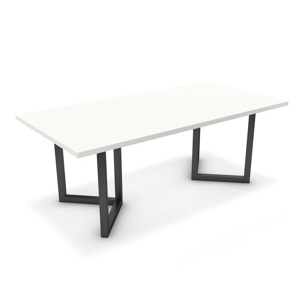 Étkezőasztal - Indra fekete lábbal - Alpesi fehér, méret: 200x100