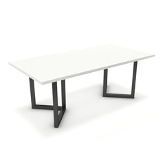 Étkezőasztal - Indra fekete lábbal - Alpesi fehér, méret: 200x100