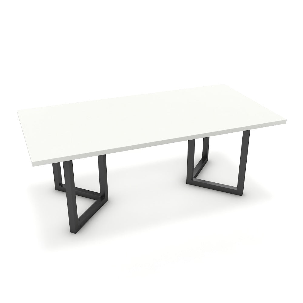 Étkezőasztal - Indra fekete lábbal - Alpesi fehér, méret: 200x100