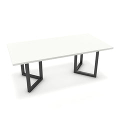 Étkezőasztal - Indra fekete lábbal - Alpesi fehér, méret: 200x100