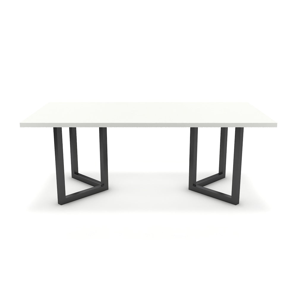 Étkezőasztal - Indra fekete lábbal - Alpesi fehér, méret: 200x100