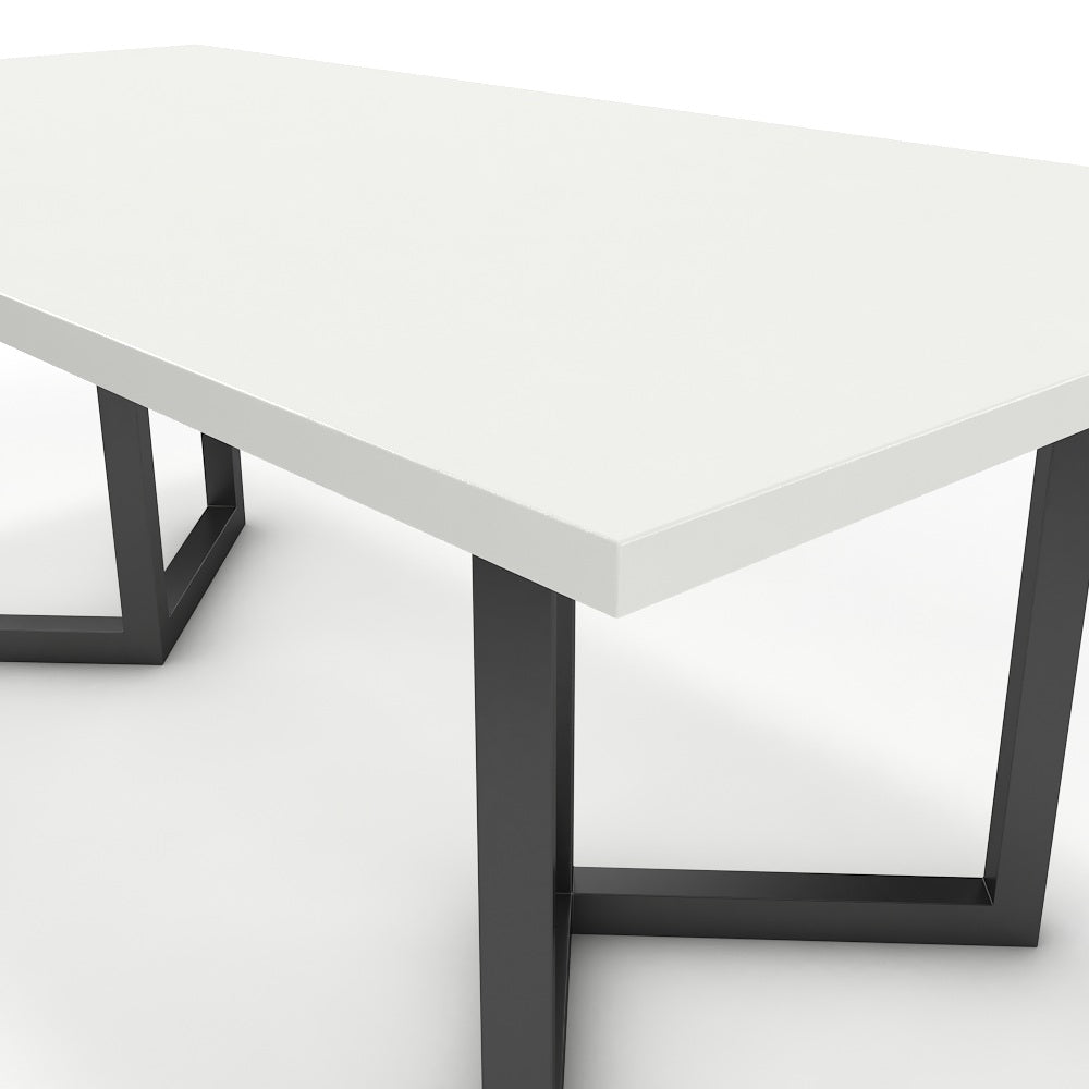 Étkezőasztal - Indra fekete lábbal - Alpesi fehér, méret: 200x100