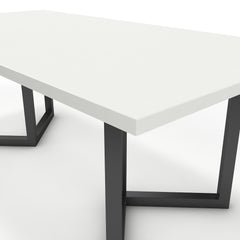 Étkezőasztal - Indra fekete lábbal - Alpesi fehér, méret: 200x100