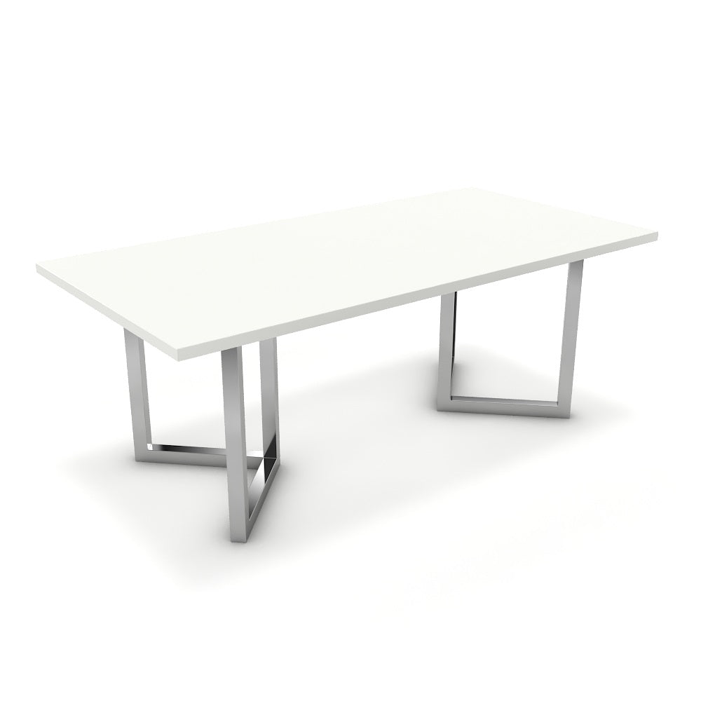 Étkezőasztal - Indra króm lábbal - Alpesi fehér, méret: 200x100