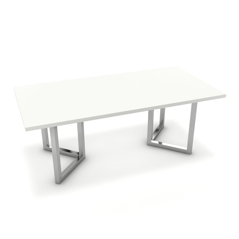 Étkezőasztal - Indra króm lábbal - Alpesi fehér, méret: 200x100