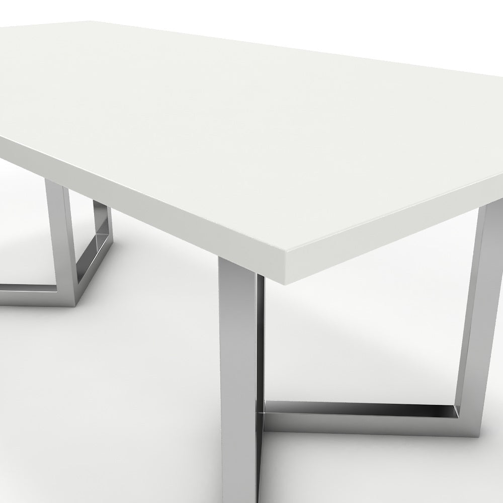 Étkezőasztal - Indra króm lábbal - Alpesi fehér, méret: 200x100