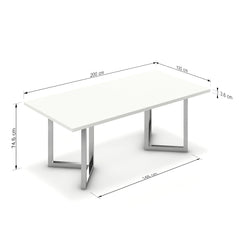 Étkezőasztal - Indra króm lábbal - Alpesi fehér, méret: 200x100