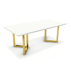 Étkezőasztal - Indra arany lábbal - Alpesi fehér, méret: 200x100
