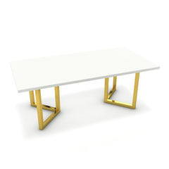 Étkezőasztal - Indra arany lábbal - Alpesi fehér, méret: 200x100