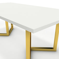 Étkezőasztal - Indra arany lábbal - Alpesi fehér, méret: 200x100