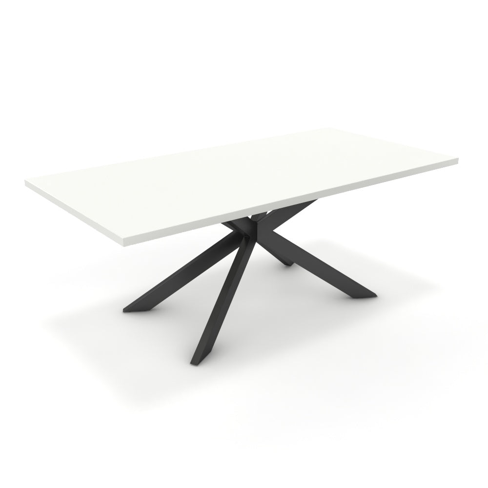 Étkezőasztal - Jama fekete lábbal - Alpesi fehér, méret: 200x100