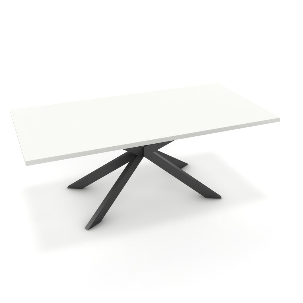 Étkezőasztal - Jama fekete lábbal - Alpesi fehér, méret: 200x100