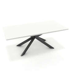 Étkezőasztal - Jama fekete lábbal - Alpesi fehér, méret: 200x100