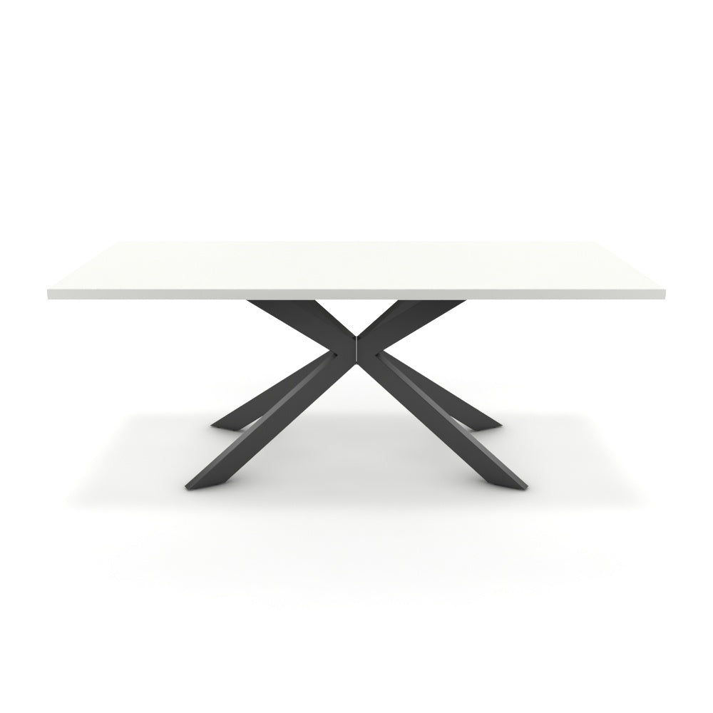 Étkezőasztal - Jama fekete lábbal - Alpesi fehér, méret: 200x100