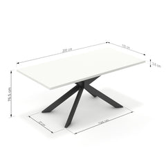 Étkezőasztal - Jama fekete lábbal - Alpesi fehér, méret: 200x100