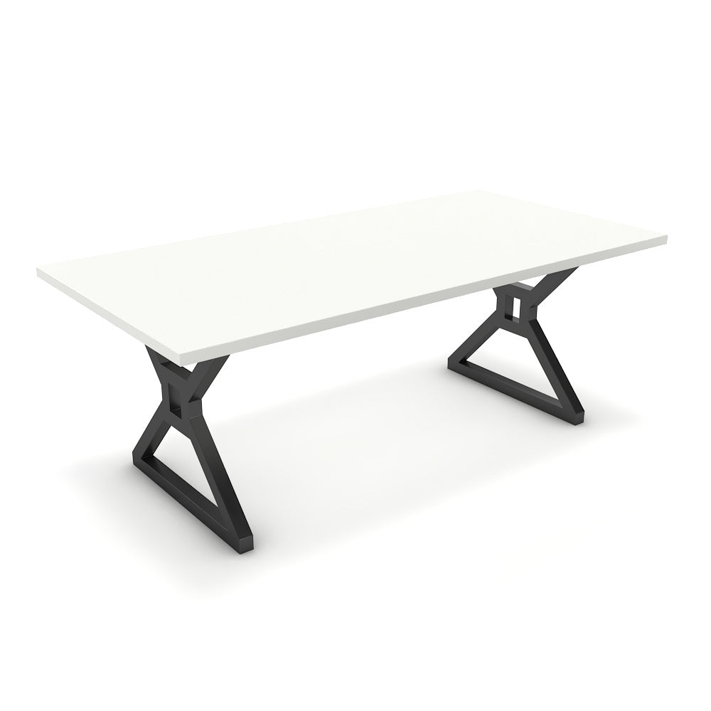 Étkezőasztal - Mandira fekete lábbal - Alpesi fehér, méret: 200x100