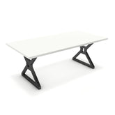 Étkezőasztal - Mandira fekete lábbal - Alpesi fehér, méret: 200x100