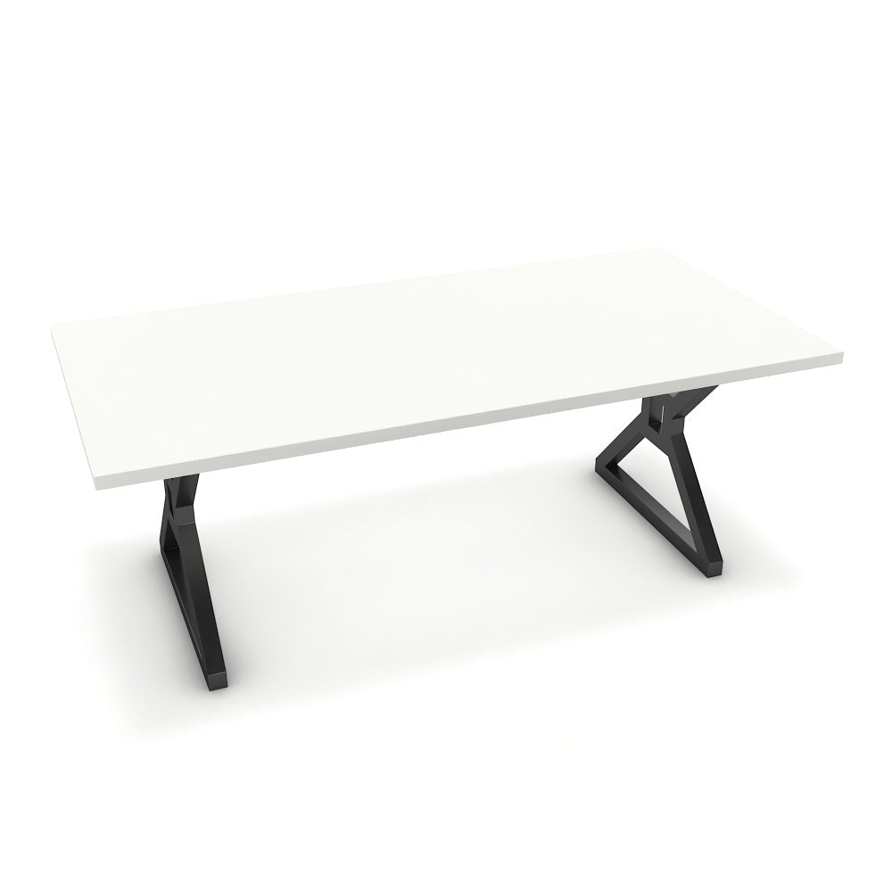 Étkezőasztal - Mandira fekete lábbal - Alpesi fehér, méret: 200x100