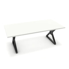 Étkezőasztal - Mandira fekete lábbal - Alpesi fehér, méret: 200x100