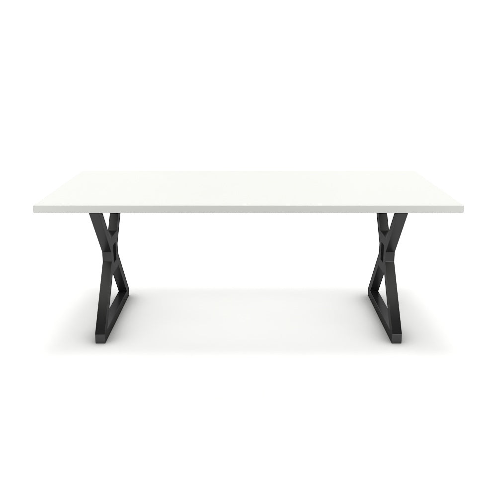 Étkezőasztal - Mandira fekete lábbal - Alpesi fehér, méret: 200x100