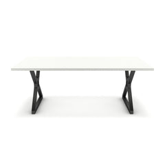 Étkezőasztal - Mandira fekete lábbal - Alpesi fehér, méret: 200x100