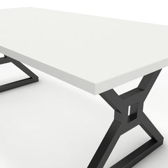 Étkezőasztal - Mandira fekete lábbal - Alpesi fehér, méret: 200x100