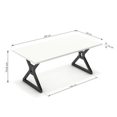 Étkezőasztal - Mandira fekete lábbal - Alpesi fehér, méret: 200x100