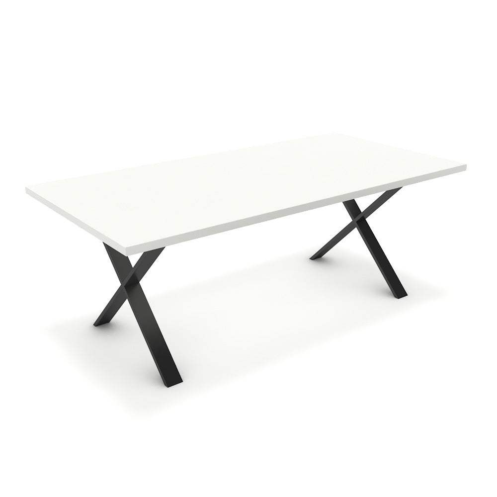 Étkezőasztal - Préma fekete lábbal - Alpesi fehér, méret: 200x100