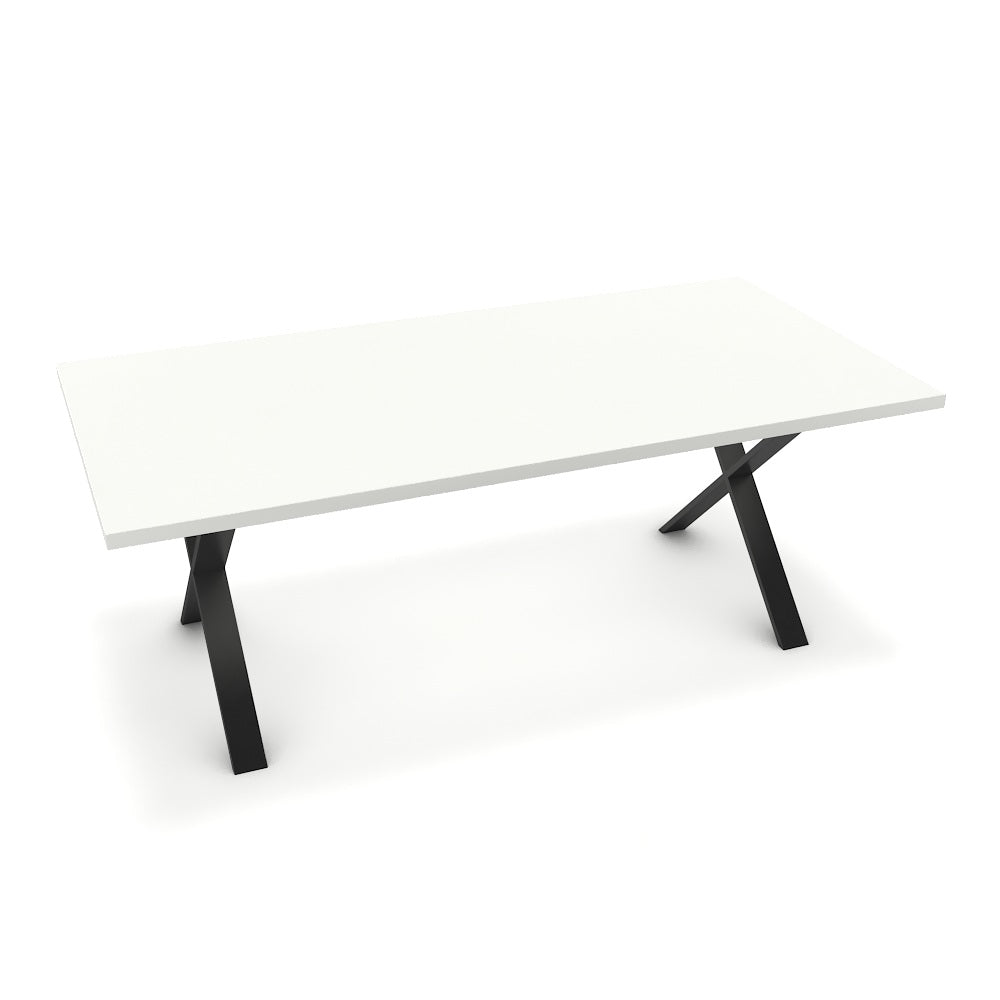 Étkezőasztal - Préma fekete lábbal - Alpesi fehér, méret: 200x100