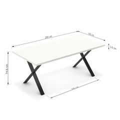 Étkezőasztal - Préma fekete lábbal - Alpesi fehér, méret: 200x100